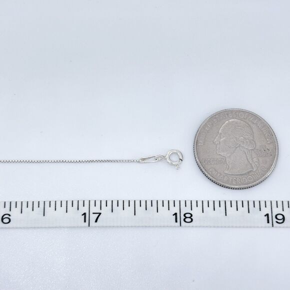 Box Chain Necklace | Vintage Italy Sterling Silver 925 | 18" - Picture 2 of 3